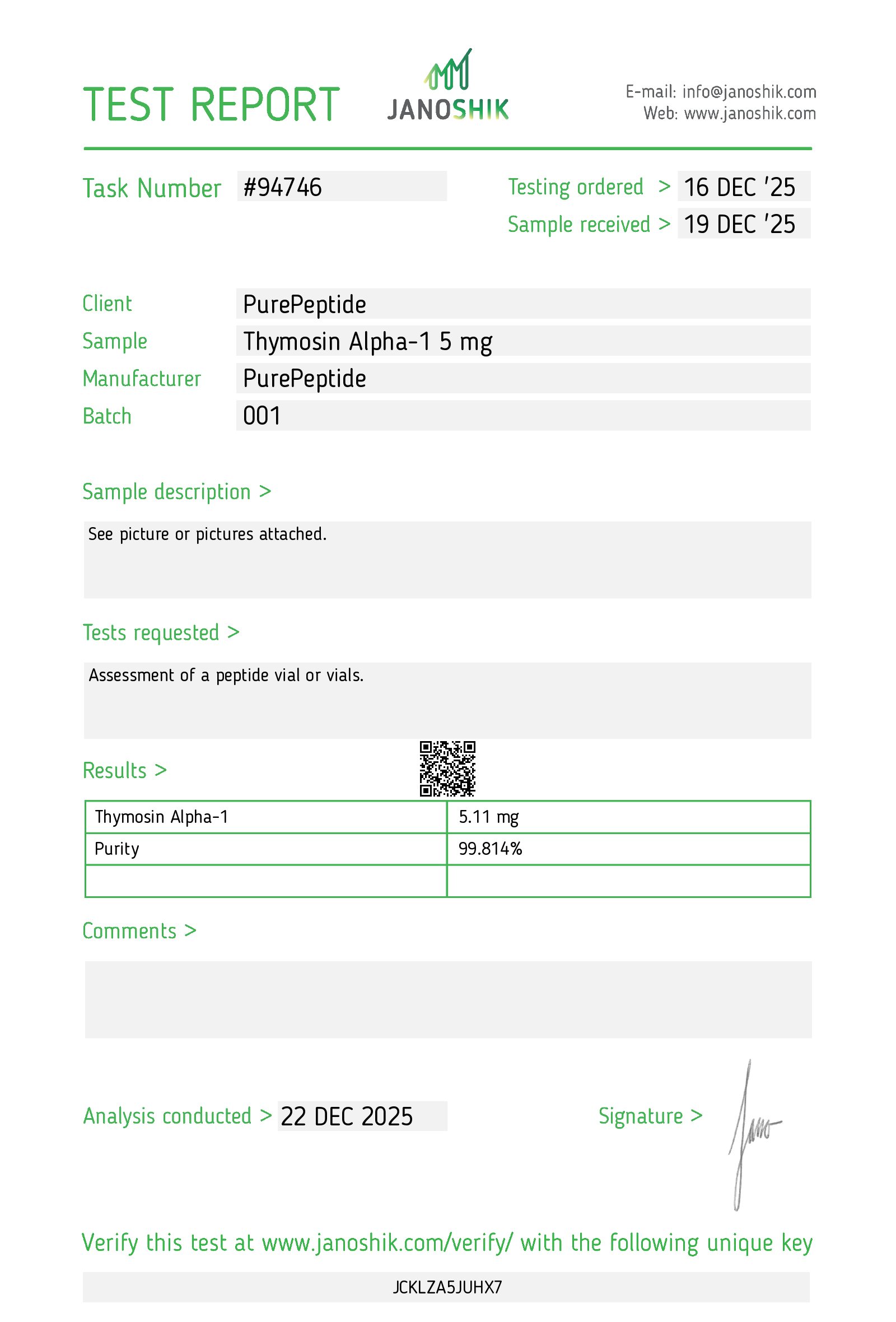 Thymosin alpha-1 5mg